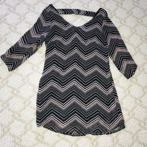 Black and light pink blush dress